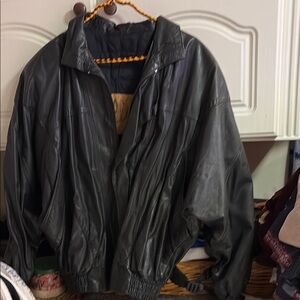 Pollini Men's Black Leather Jacket